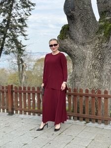 Afili Sandy Pile etek takım bordo