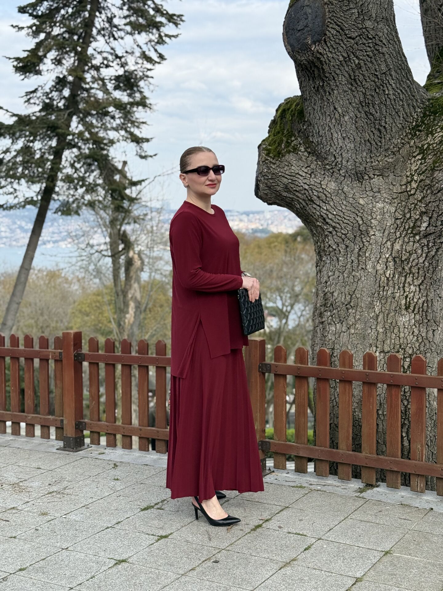 Afili Sandy Pile etek takım bordo