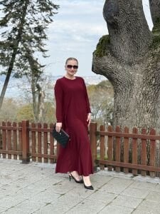 Afili Sandy Pile etek takım bordo