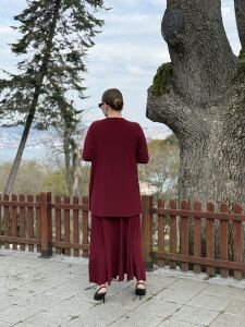 Afili Sandy Pile etek takım bordo