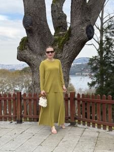 Afili Sandy Pile etek takım yağ yeşili