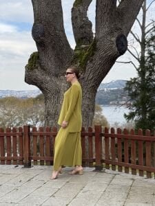 Afili Sandy Pile etek takım yağ yeşili