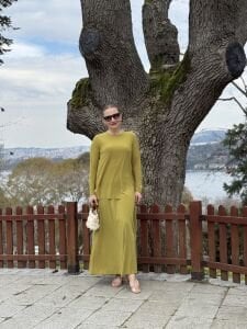 Afili Sandy Pile etek takım yağ yeşili