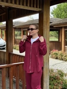 2263 Oysho takım fermuarlı Bordo