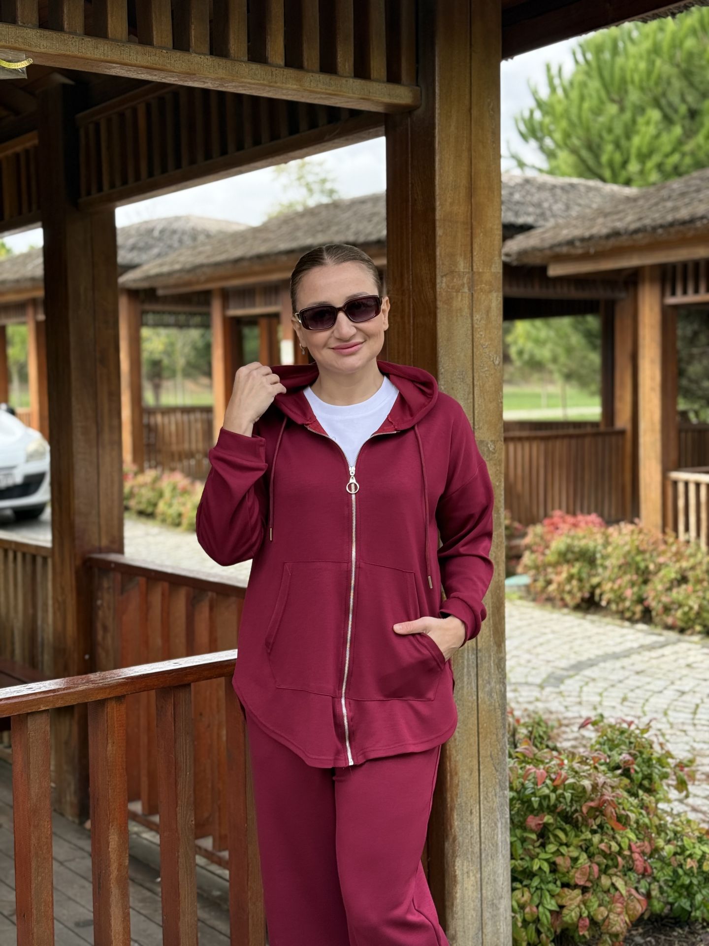 2263 Oysho takım fermuarlı Bordo