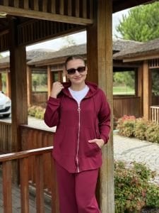 2263 Oysho takım fermuarlı Bordo