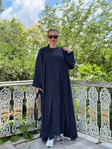Modal tensel Abaya Takım Lacivert