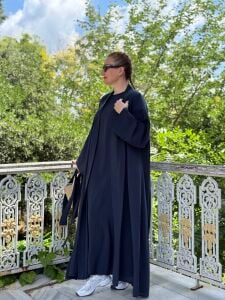 Modal tensel Abaya Takım Lacivert