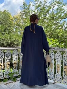 Modal tensel Abaya Takım Lacivert