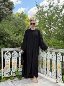 Modal tensel Abaya Takım Siyah