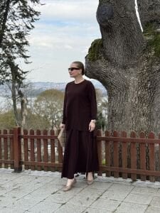 Afili Sandy Pile etek takım Kahve