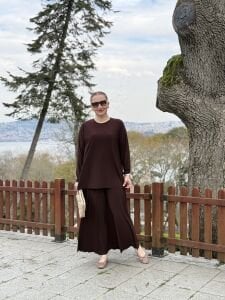 Afili Sandy Pile etek takım Kahve