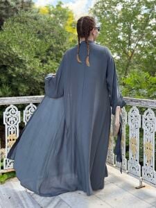 Modal tensel Abaya Takım İndigo