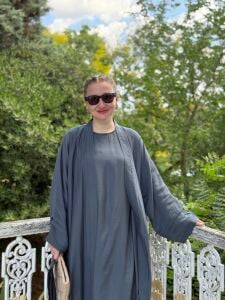 Modal tensel Abaya Takım İndigo