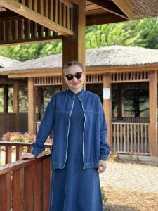 Ceketli içi kolsuz elbiseli Kot TakıM