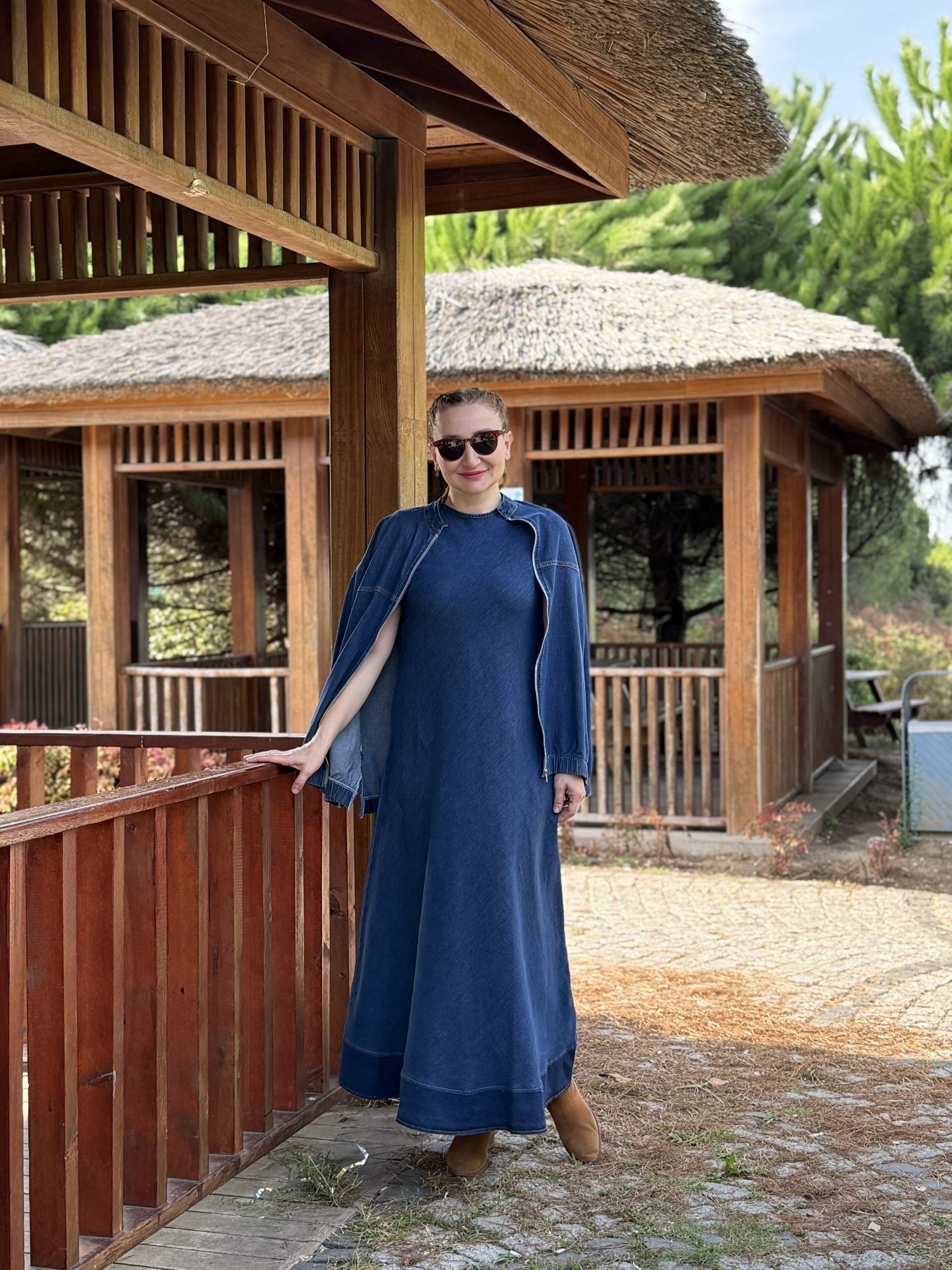 Ceketli içi kolsuz elbiseli Kot TakıM