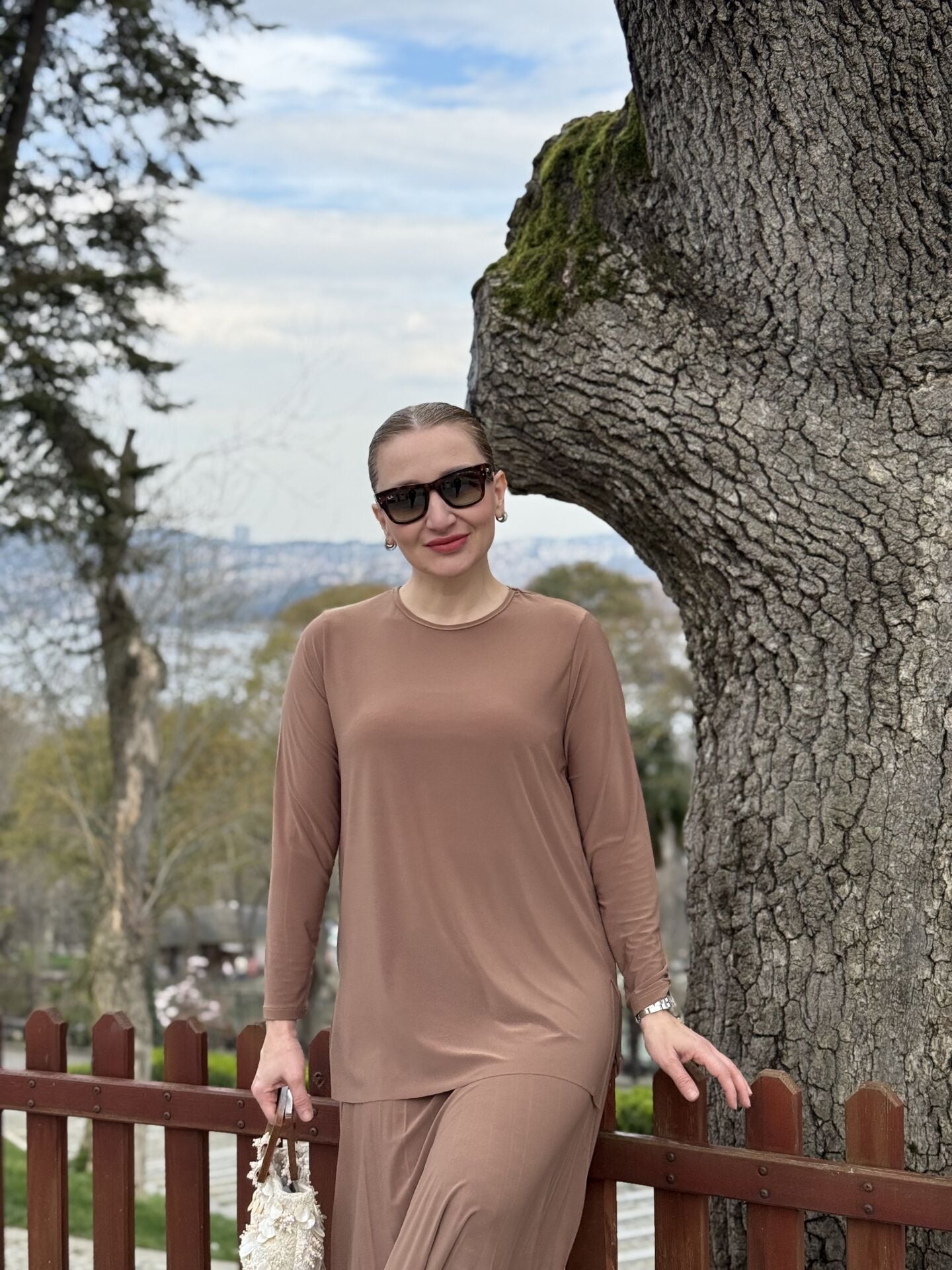 Afili Sandy Pile etek takım Camel