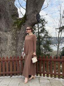 Afili Sandy Pile etek takım Camel