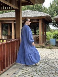 Tensel kumaş düz katleya indigo