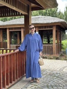 Tensel kumaş düz katleya indigo