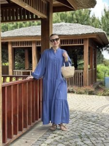 Tensel kumaş düz katleya indigo