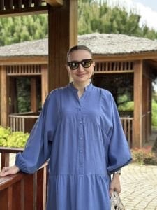 Tensel kumaş düz katleya indigo