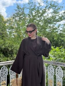 Modal tensel Abaya Takım Standart Beden - KAHVE