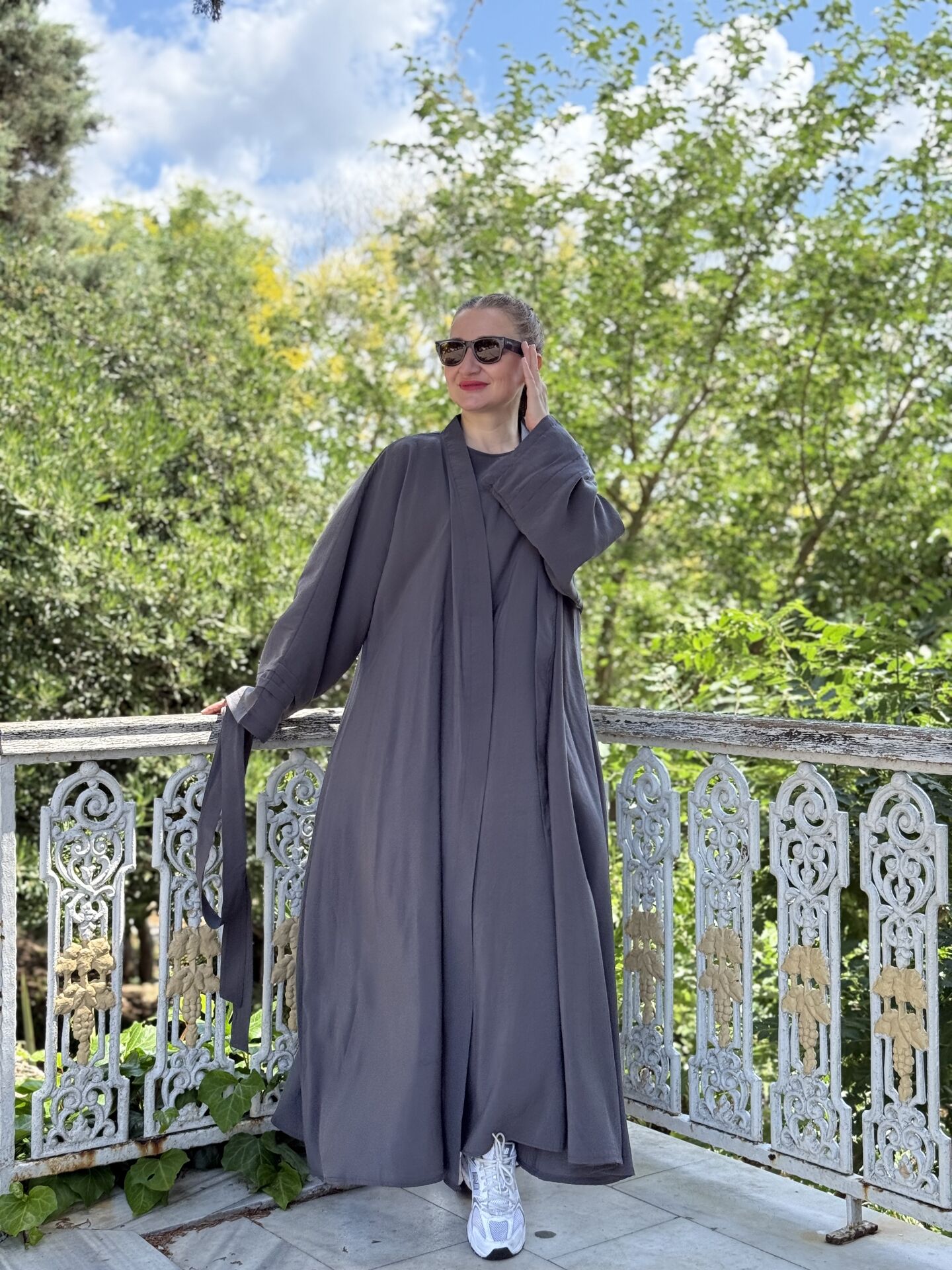 Modal tensel Abaya Takım Standart Beden - GRİ