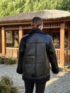 Z.r  kürklü deri mont Siyah