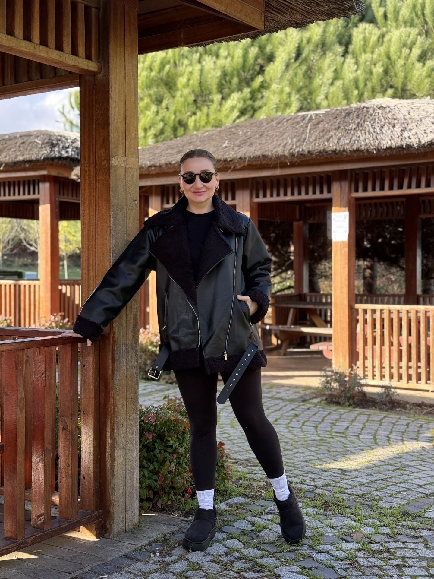 Z.r  kürklü deri mont Siyah