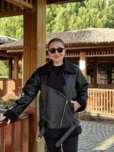 Z.r  kürklü deri mont Siyah