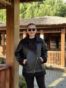 Z.r  kürklü deri mont Siyah