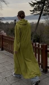 Eleni nakışlı kap-trenç Yağ yeşili