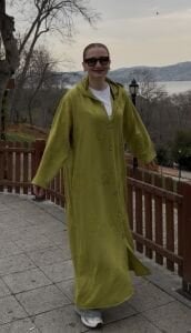 Eleni nakışlı kap-trenç Yağ yeşili