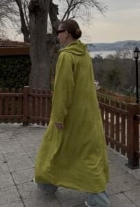 Eleni nakışlı kap-trenç Yağ yeşili