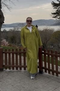 Eleni nakışlı kap-trenç Yağ yeşili