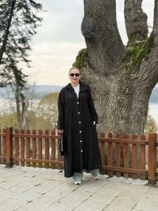 Eleni nakışlı kap-trenç Siyah