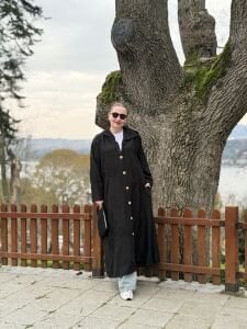 Eleni nakışlı kap-trenç Siyah