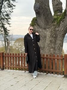 Eleni nakışlı kap-trenç Siyah