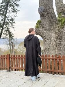 Eleni nakışlı kap-trenç Siyah