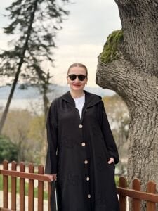 Eleni nakışlı kap-trenç Siyah