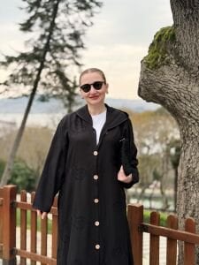 Eleni nakışlı kap-trenç Siyah