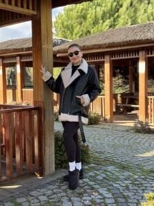 Z.r  kürklü deri mont Kırık beyaz