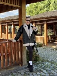 Z.r  kürklü deri mont Kırık beyaz