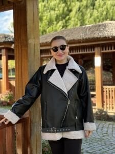 Z.r  kürklü deri mont Kırık beyaz