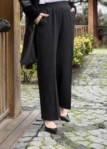 A.akay beli lastikli kumaş pantolon siyah