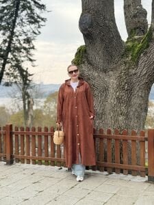 Eleni nakışlı kap-trenç Kahve