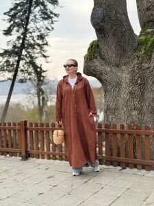 Eleni nakışlı kap-trenç Kahve