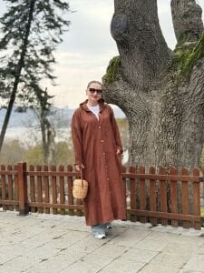 Eleni nakışlı kap-trenç Kahve