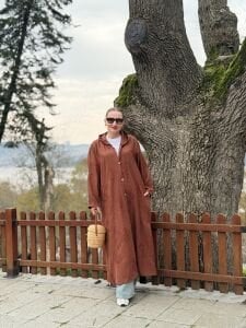 Eleni nakışlı kap-trenç Kahve